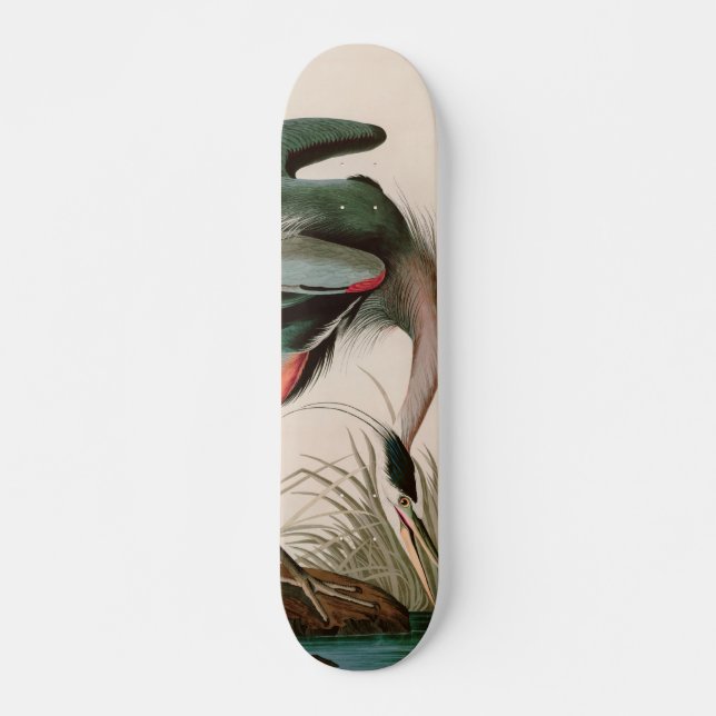 Great Blue Heron Birds of America Audubon Print Skateboard (Front)