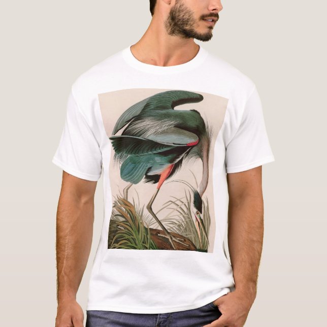 Great Blue Heron Birds of America Audubon Print T-Shirt (Front)