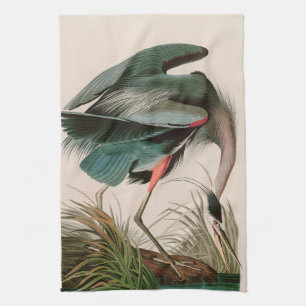 Great Blue Heron Birds of America Audubon Print Tea Towel