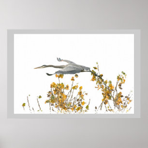 Great Blue Heron Birds Wildlife Animals Poster