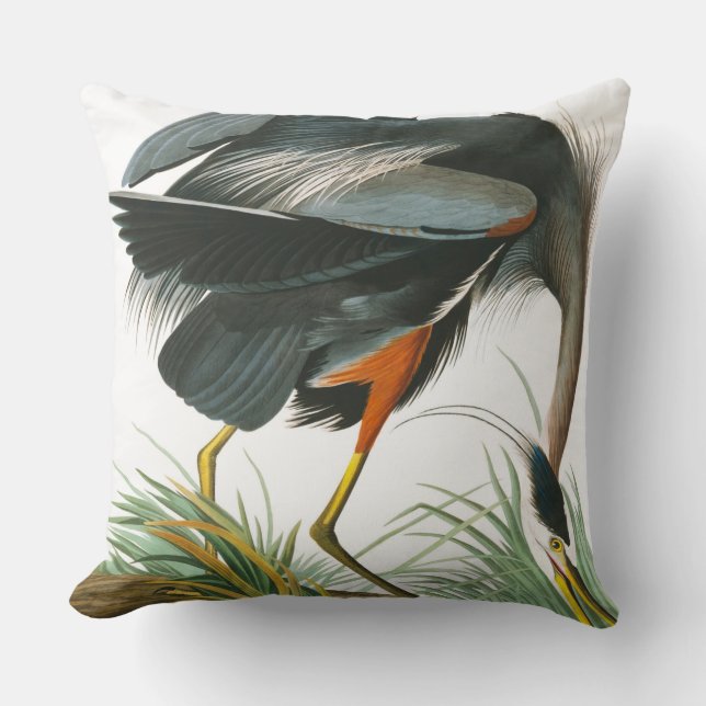 Great Blue Heron by John James Audubon Cushion (Front)