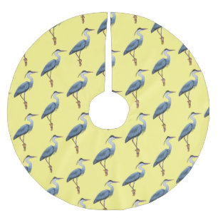 Great blue heron cartoon illustration brushed polyester tree skirt