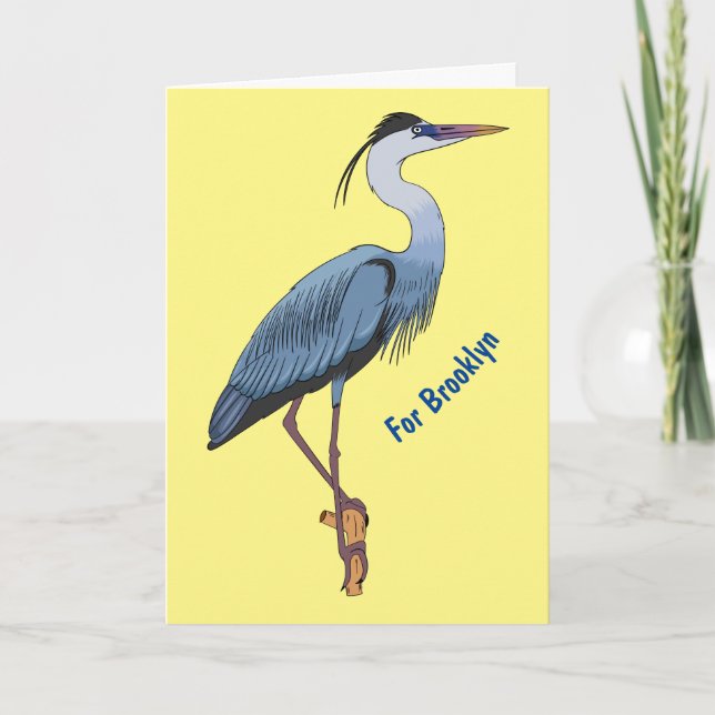 Great blue heron cartoon illustration  card (Front)