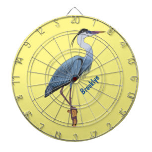 Great blue heron cartoon illustration dartboard