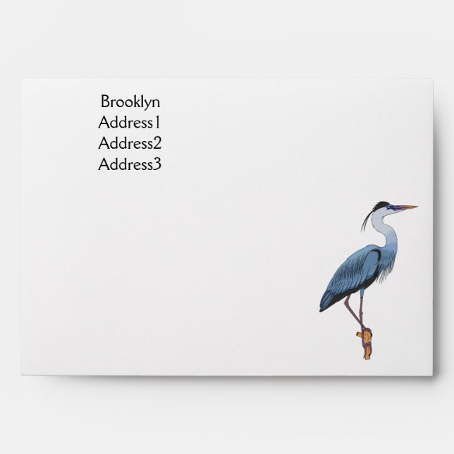 Great blue heron cartoon illustration envelope (Front)