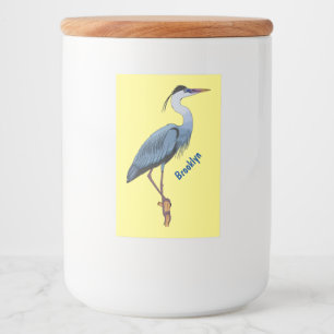 Great blue heron cartoon illustration food label