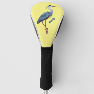 Great blue heron cartoon illustration golf head cover