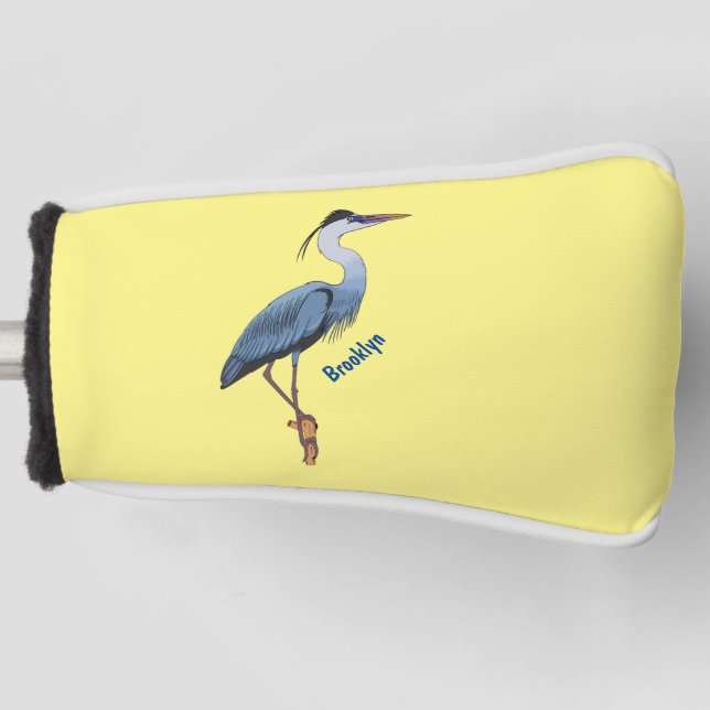 Great blue heron cartoon illustration  golf head cover (Front)