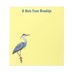 Great blue heron cartoon illustration  notepad