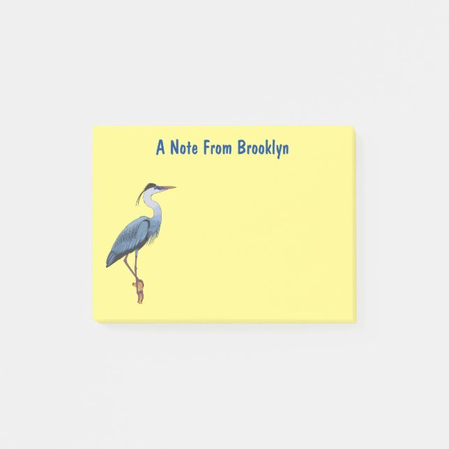 Great blue heron cartoon illustration  post-it notes (Front)