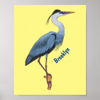 Great blue heron cartoon illustration