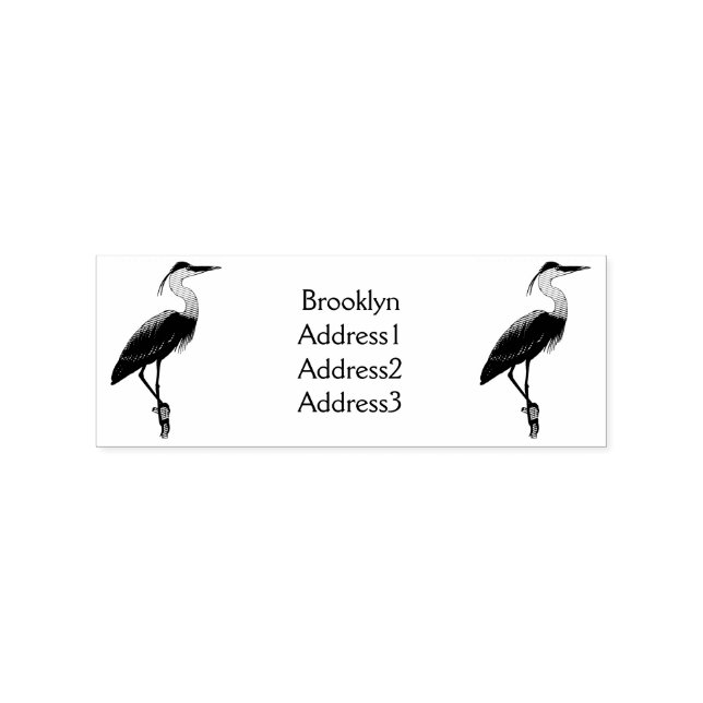 Great blue heron cartoon illustration rubber stamp (Imprint)
