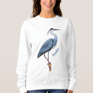 Great blue heron cartoon illustration sweatshirt