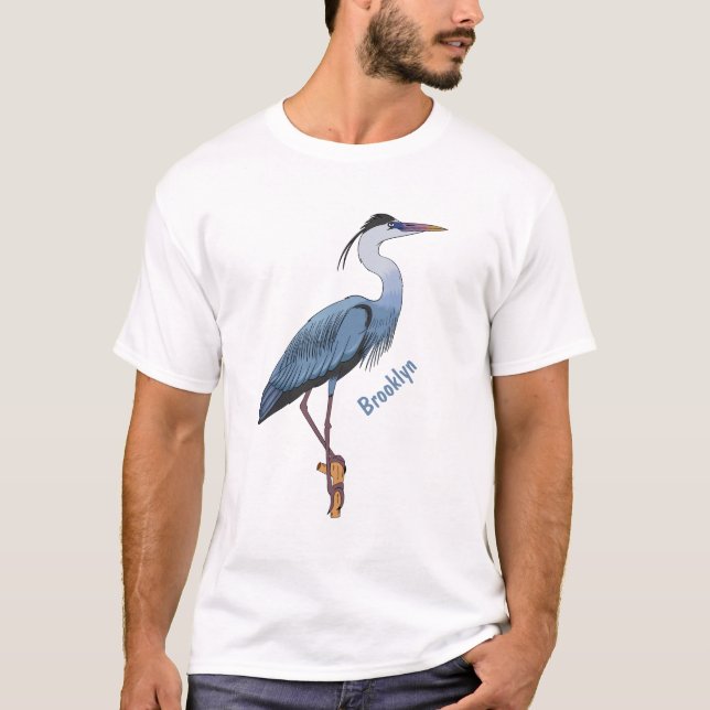 Great blue heron cartoon illustration  T-Shirt (Front)