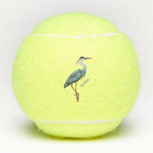 Great blue heron cartoon illustration tennis balls