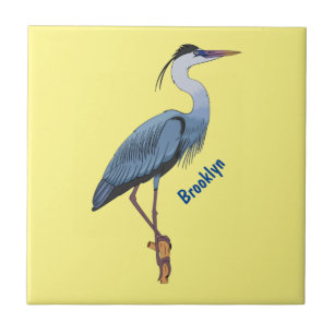 Great blue heron cartoon illustration  tile