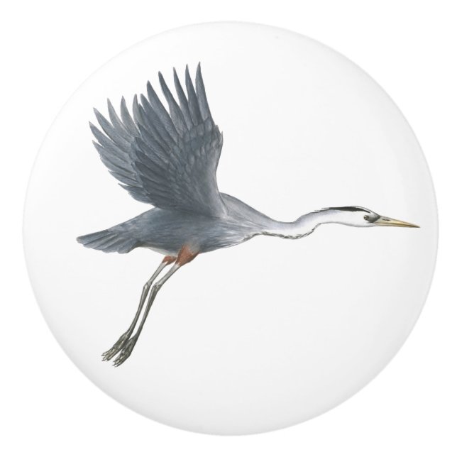 Great Blue Heron Ceramic Knob (Front)