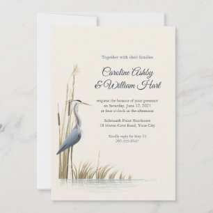 Great Blue Heron Coastal Marsh Wedding Invitation