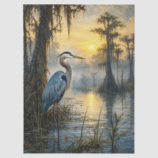 Great Blue Heron Cypress Swamp Tissue Paper (Front)