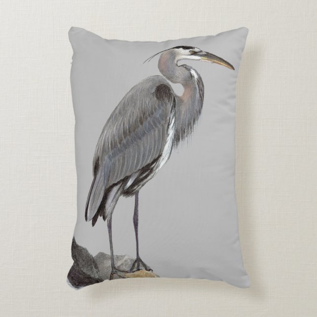 Great Blue Heron Decorative Cushion (Front(Vertical))