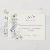 Great Blue Heron Ethereal Floral RSVP