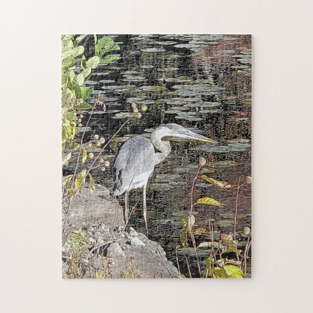Great Blue Heron Fishing Jigsaw Puzzle (Vertical)