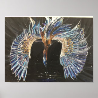 Great Blue Heron Fishing Poster