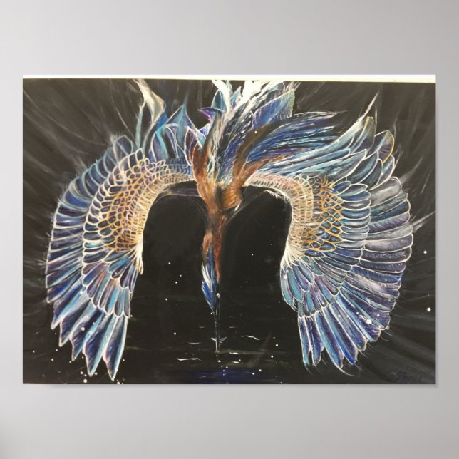 Great Blue Heron Fishing Poster (Front)