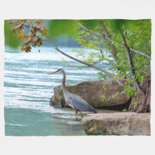 Great Blue Heron Fleece Blanket