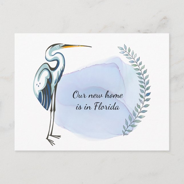 Great Blue Heron Florida New Home Address Change Announcement Postcard (Front)