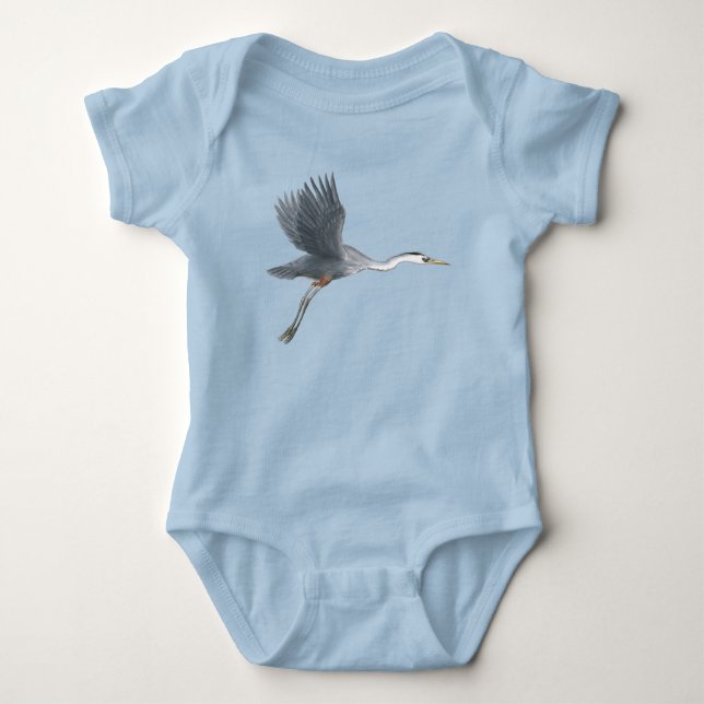 Great Blue Heron Flying Baby Bodysuit (Front)