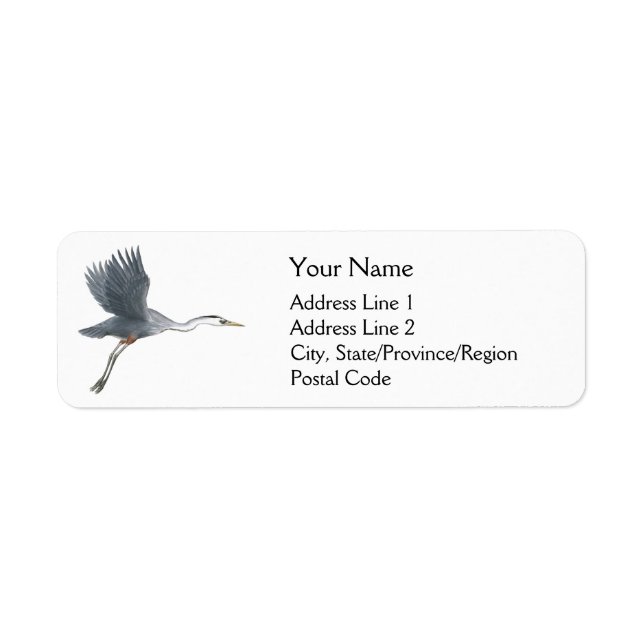 Great Blue Heron Flying Return Address Label (Front)