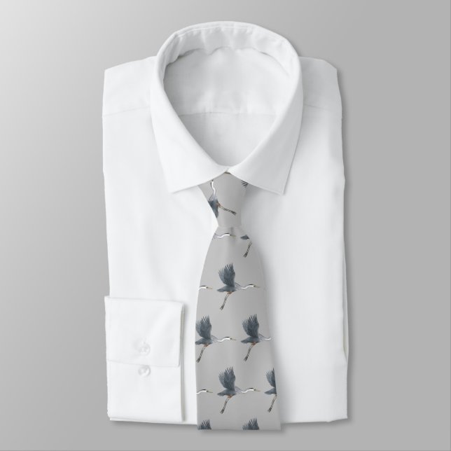 Great Blue Heron Flying Tie (Tied)