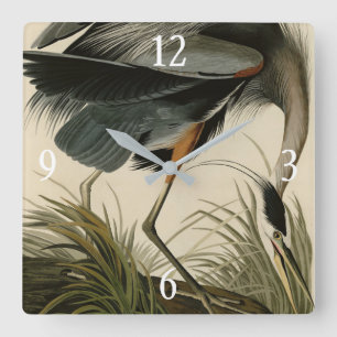 Great Blue Heron from Audubon's Birds of America Square Wall Clock