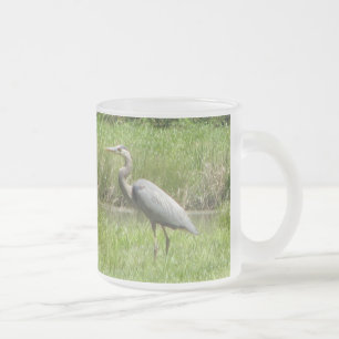 Great Blue Heron Frosted Glass Coffee Mug
