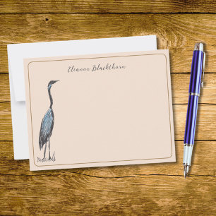 Great Blue Heron Hand-Drawn Vintage Style Card