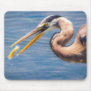 Great Blue Heron Hunt Photo Wildlife Print Mouse Mat