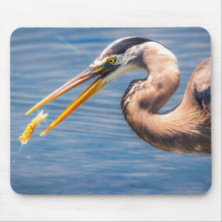 Great Blue Heron Hunt Photo Wildlife Print Mouse Mat