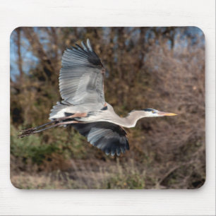 Great Blue Heron in flight Mouse Mat