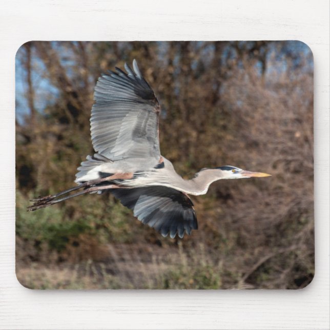 Great Blue Heron in flight Mouse Mat (Front)