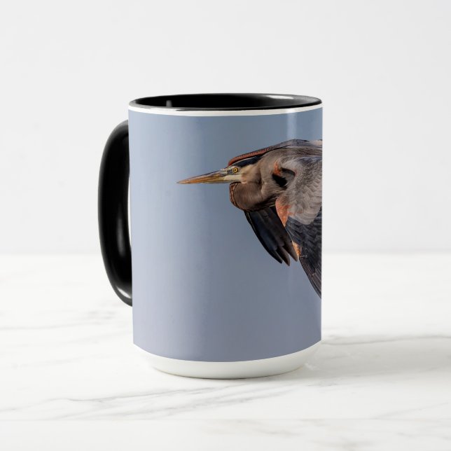 Great Blue Heron in flight Mug (Front Left)
