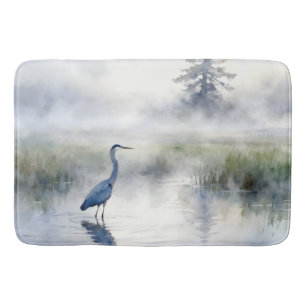 Great Blue Heron in Salt Marsh Bath Mat