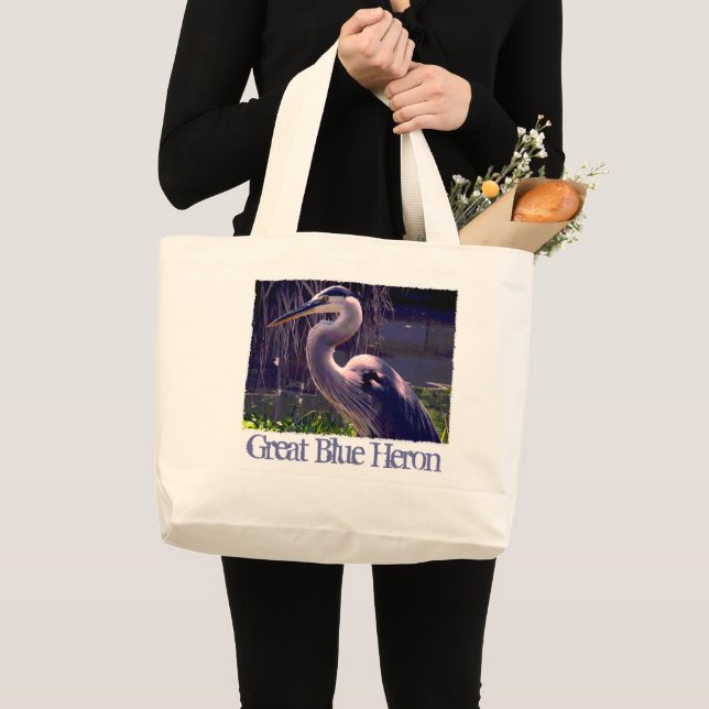 Great Blue Heron Large Tote Bag (Front (Product))