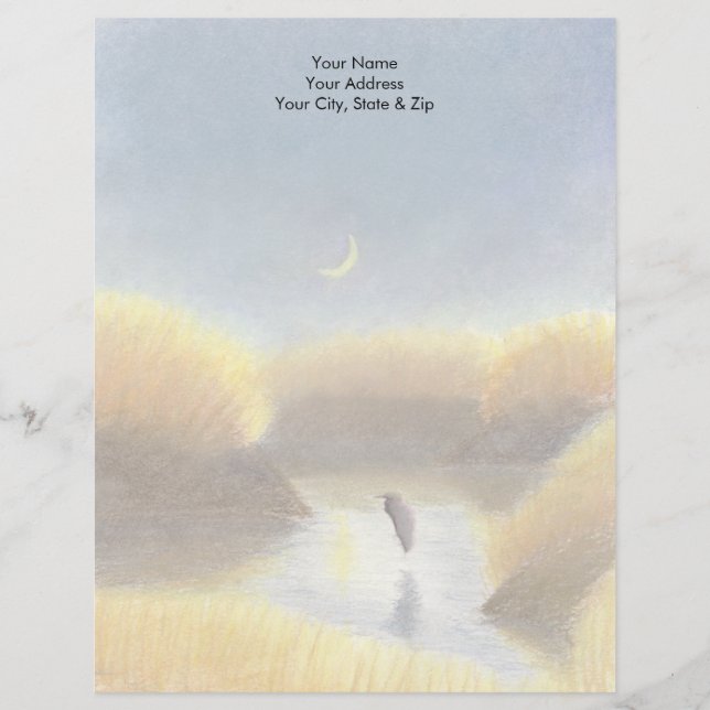Great Blue Heron Letterhead Template (Front)