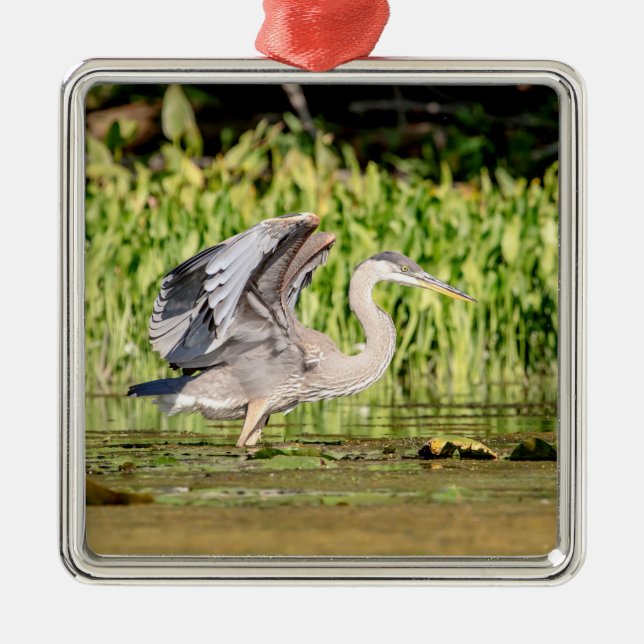 Great Blue Heron Metal Tree Decoration (Front)