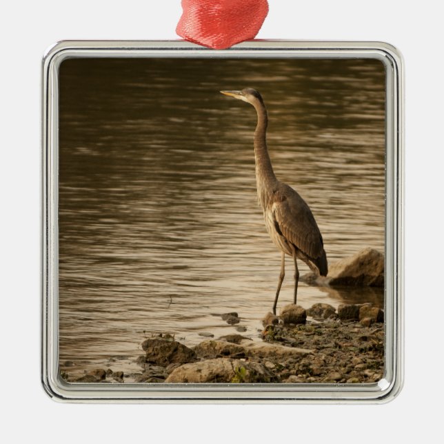 Great Blue Heron Metal Tree Decoration (Front)