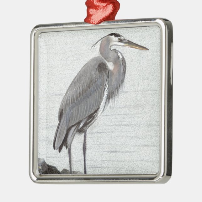 Great Blue Heron Metal Tree Decoration (Left)