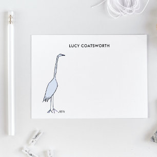 Great Blue Heron Monogram Boho Bird Artwork Card