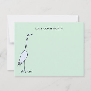 Great Blue Heron Monogram Boho Bird Green Card