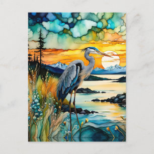 Great blue Heron Mountain sunrise Postcard